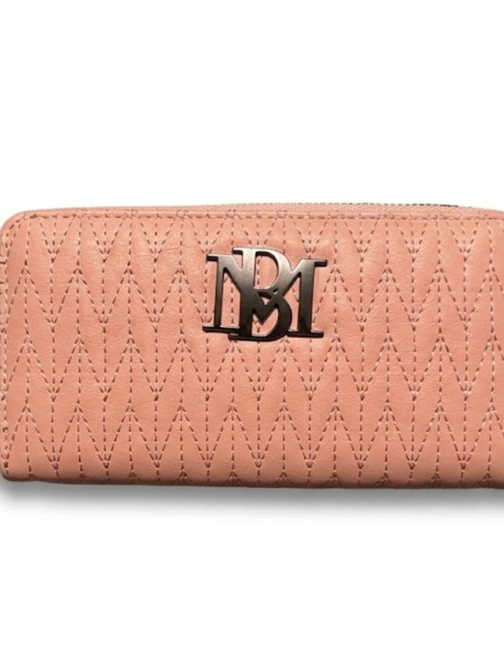 NWT Badgley Mischka Peach Continental Wallet Wristlet Phone Holder Zipper